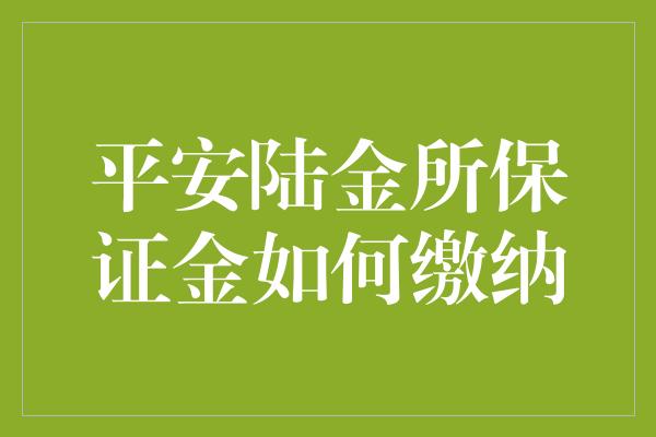 平安陆金所保证金如何缴纳