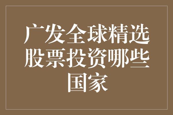 广发全球精选股票投资哪些国家