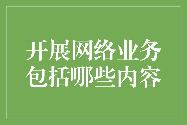 开展网络业务包括哪些内容