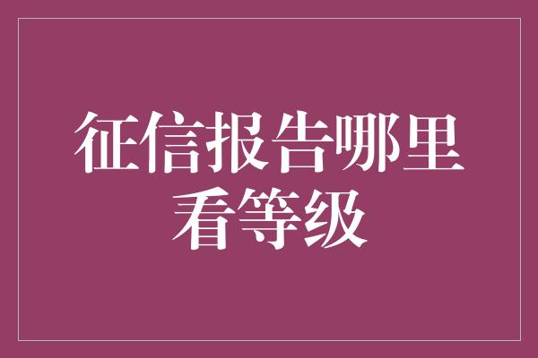 征信报告哪里看等级