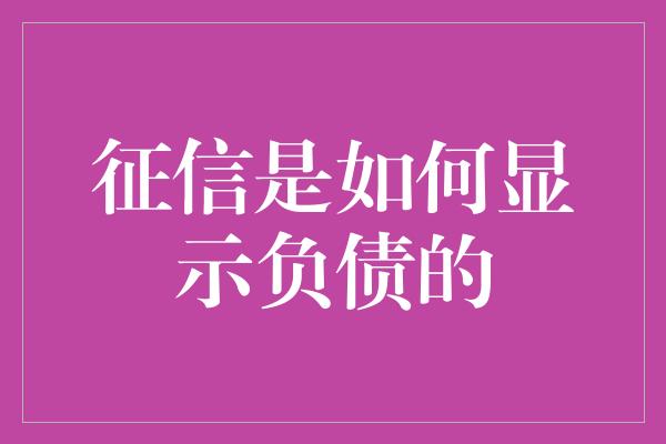 征信是如何显示负债的