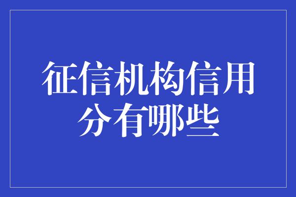 征信机构信用分有哪些