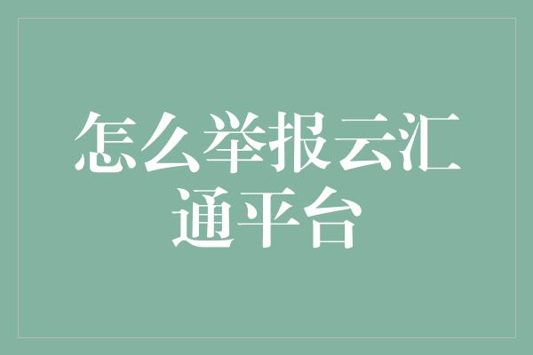 怎么举报云汇通平台