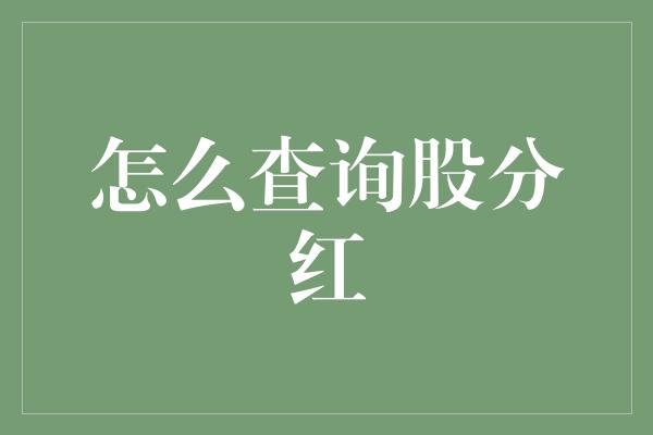 怎么查询股分红