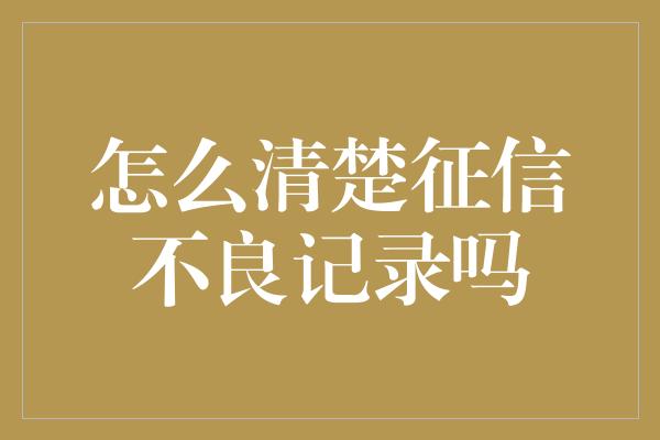 怎么清楚征信不良记录吗