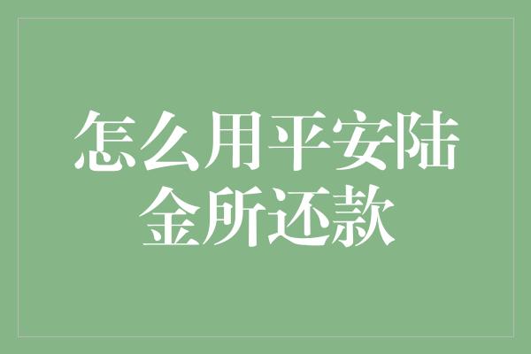 怎么用平安陆金所还款