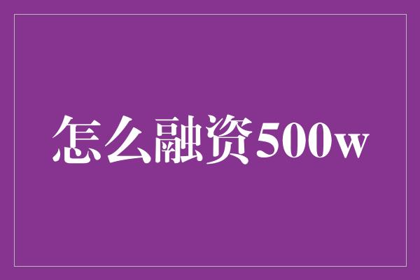 怎么融资500w