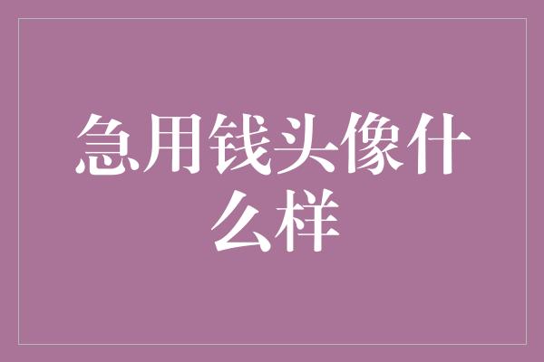 急用钱头像什么样