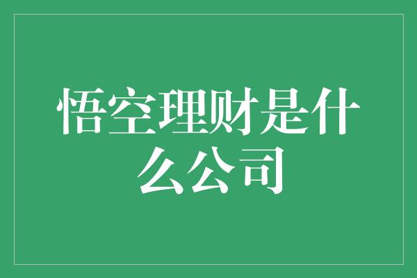 悟空理财是什么公司