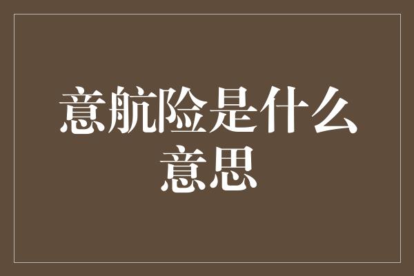 意航险是什么意思