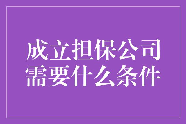 成立担保公司需要什么条件