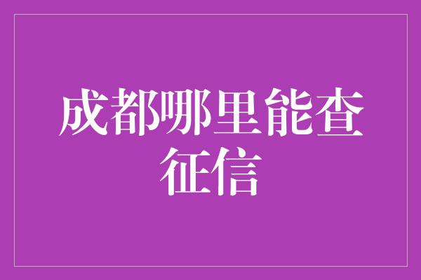 成都哪里能查征信