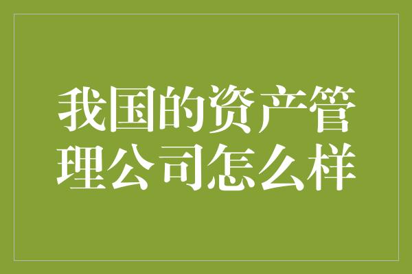 我国的资产管理公司怎么样