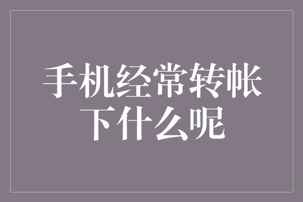 手机经常转帐下什么呢