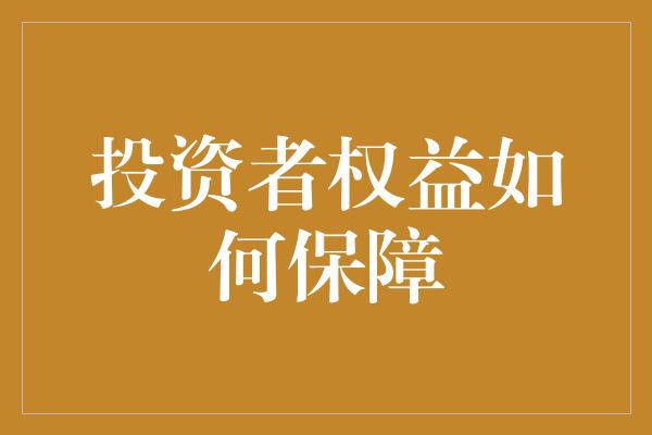 投资者权益如何保障