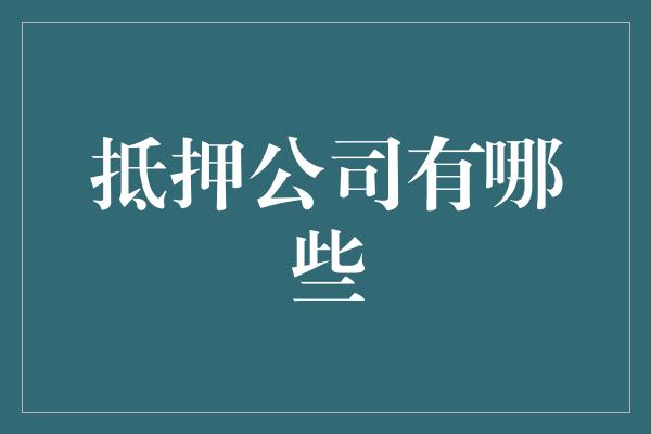 抵押公司有哪些