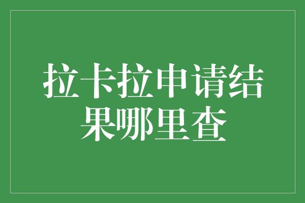 拉卡拉申请结果哪里查