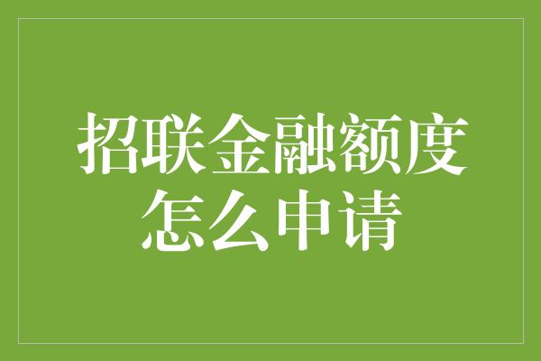 招联金融额度怎么申请