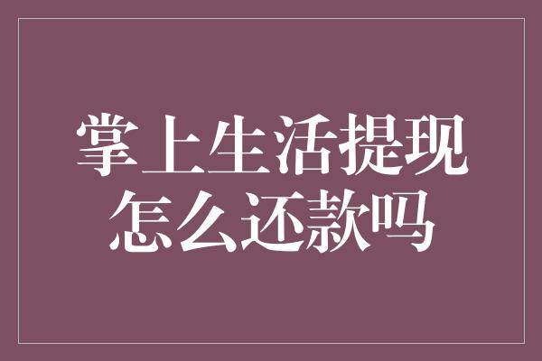 掌上生活提现怎么还款吗