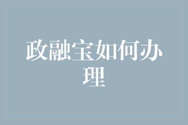 政融宝如何办理