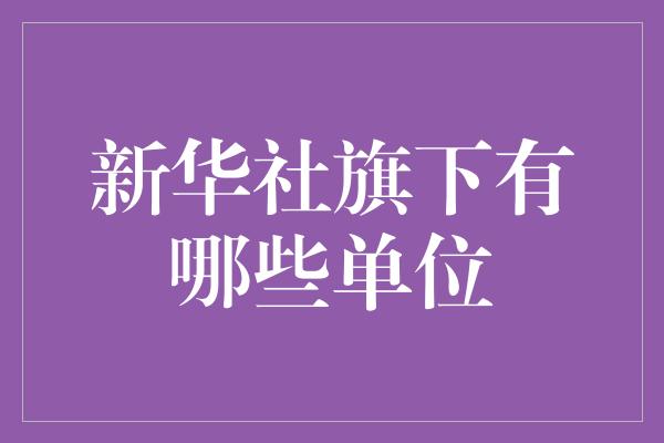 新华社旗下有哪些单位