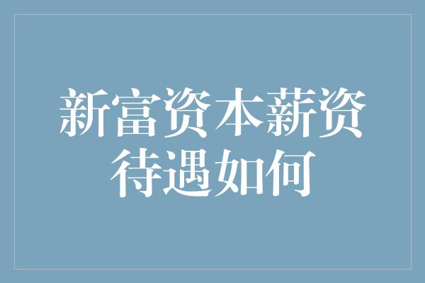 新富资本薪资待遇如何