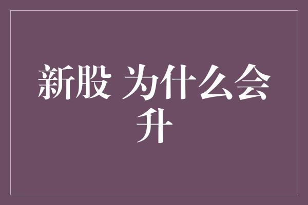 新股 为什么会升