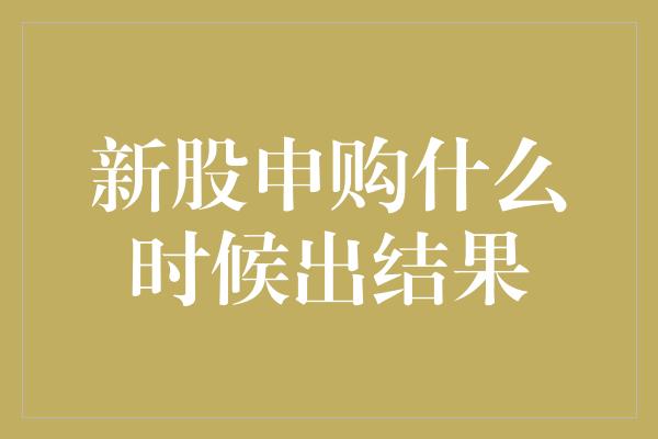 新股申购什么时候出结果