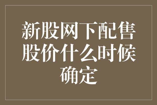 新股网下配售股价什么时候确定