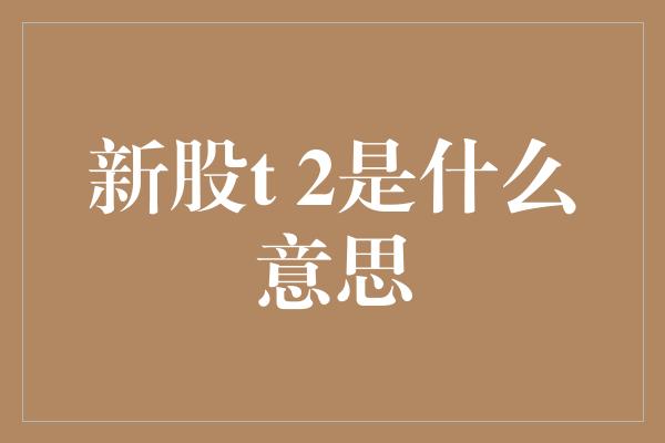 新股t 2是什么意思