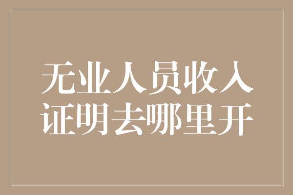 无业人员收入证明去哪里开