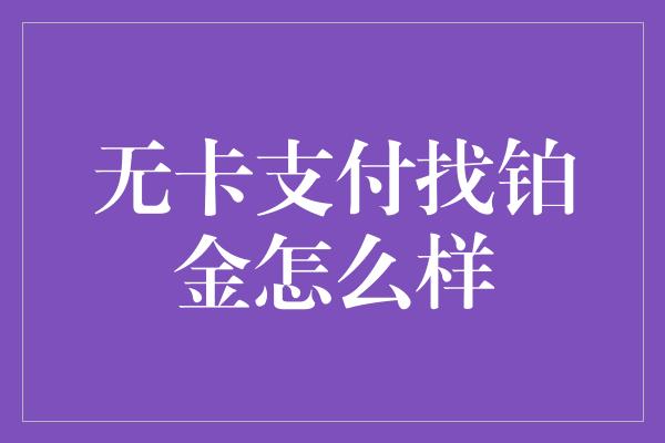 无卡支付找铂金怎么样