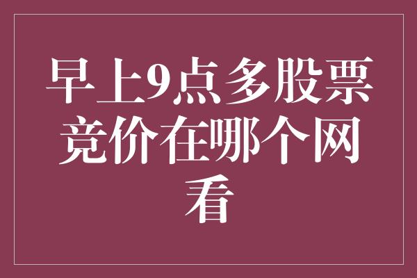 早上9点多股票竞价在哪个网看