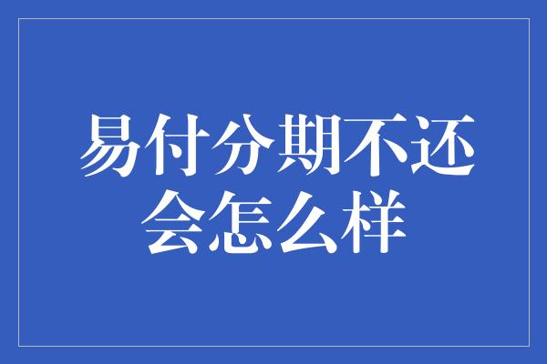 易付分期不还会怎么样