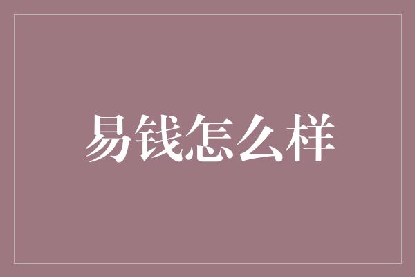 易钱怎么样