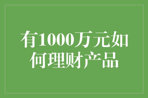 有1000万元如何理财产品