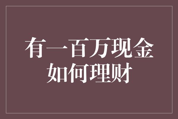 有一百万现金如何理财