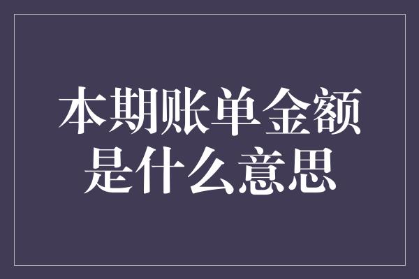 本期账单金额是什么意思