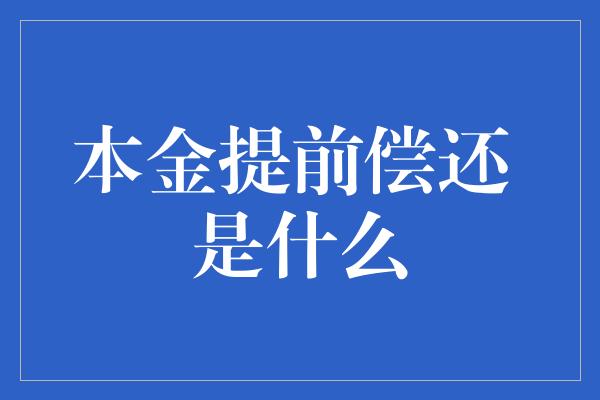 本金提前偿还 是什么