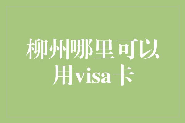 柳州哪里可以用visa卡