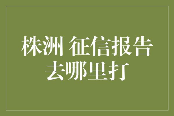 株洲 征信报告去哪里打