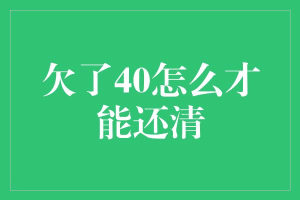 欠了40怎么才能还清