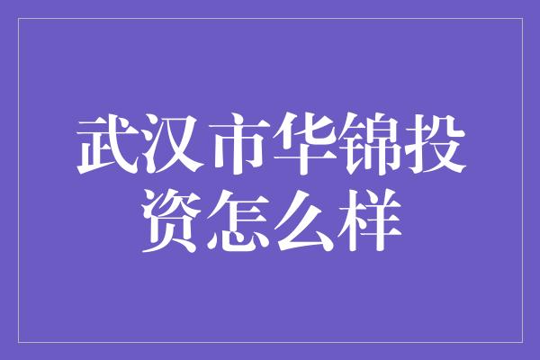 武汉市华锦投资怎么样