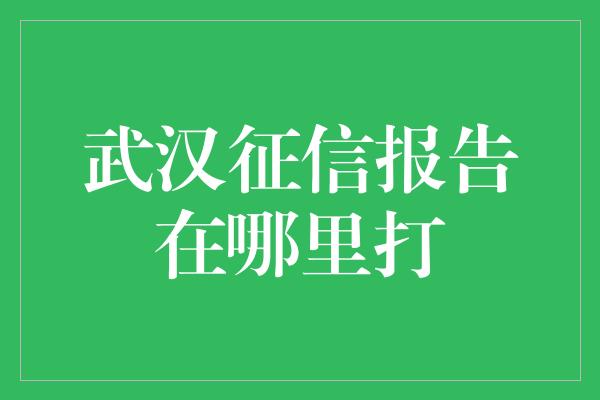 武汉征信报告在哪里打