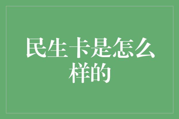 民生卡是怎么样的