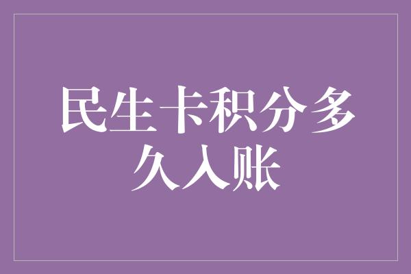 民生卡积分多久入账