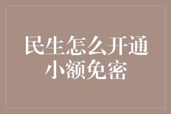 民生怎么开通小额免密