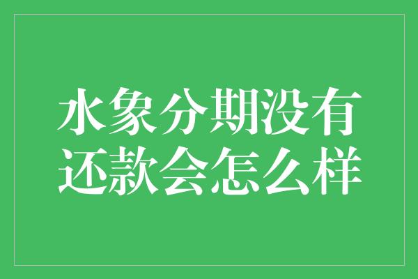 水象分期没有还款会怎么样