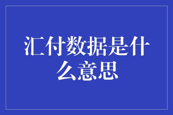 汇付数据是什么意思