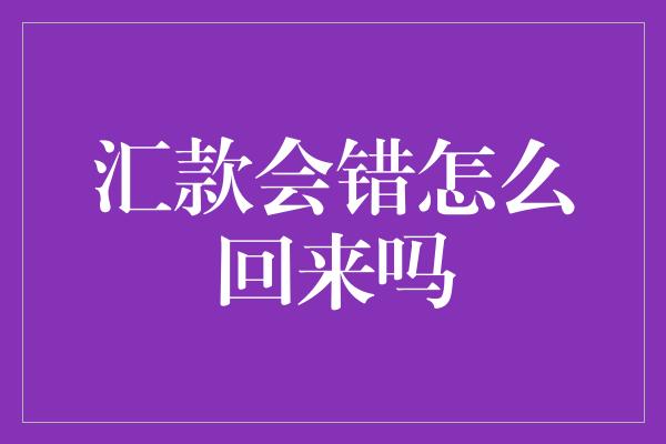 汇款会错怎么回来吗